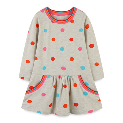 Baby Girl Polka Dot Pattern A-Line Design Cotton Dress My Kids-USA