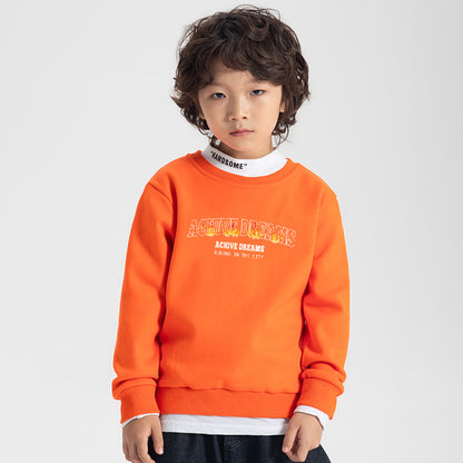 Baby Slogan Pattern Solid Color Long Sleeve Hoodies My Kids-USA