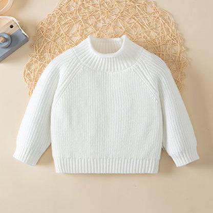 Suéter de calidad cálida con diseño de tortuga alta de color sólido para bebé 