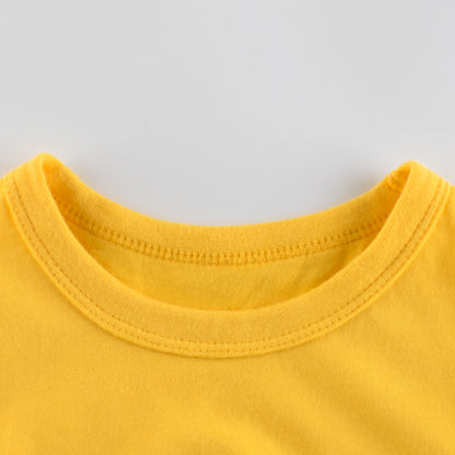 Boy China Letter Print Round Collar Short-Sleeved Summer Shirt