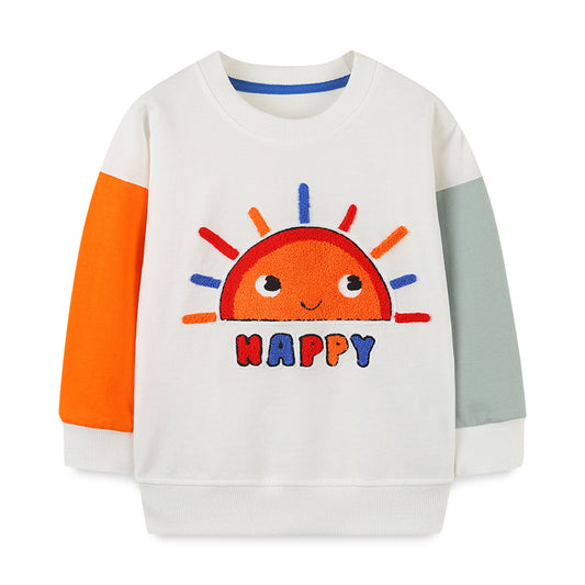Baby Boy Sun Graphic Colorblock Design Sudadera con capucha linda 