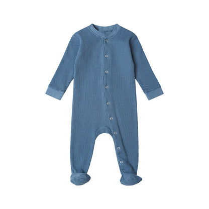 Baby Boy And Girl Waffle Knitted Fabric Solid Color Jumpsuits My Kids-USA