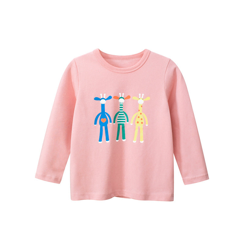 Baby Girl Cartoon Animals Pattern Long Sleeve Fashion Shirt In Autumn My Kids-USA
