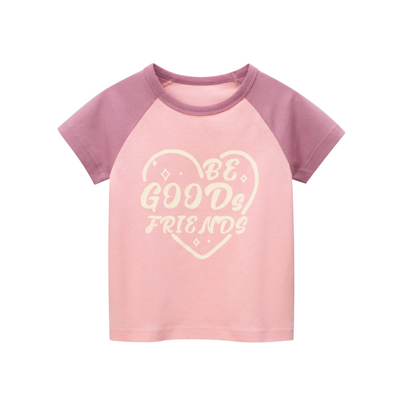 Girl Be Good Friend Letter Print Round-Collar Short-Sleeved T-Shirt
