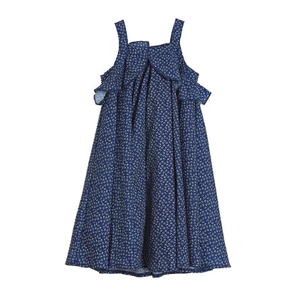 Girls Polka Dot Pattern Sleeveless Ruffle Design Dress