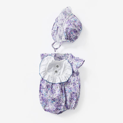 Baby Girl Floral Print Ruffle Design Sleeveless Onesies In Summer My Kids-USA