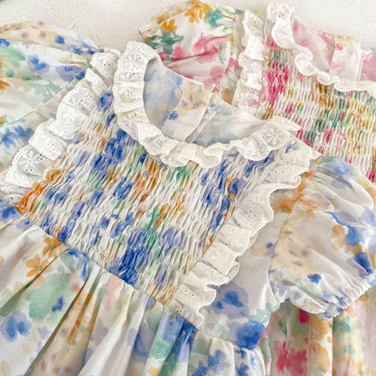 Baby Girl Floral Pattern Loose Summer Onesies Dress