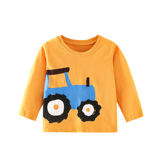 Baby Boy Cartoon Truck Pattern Long Sleeve Pullover Shirt