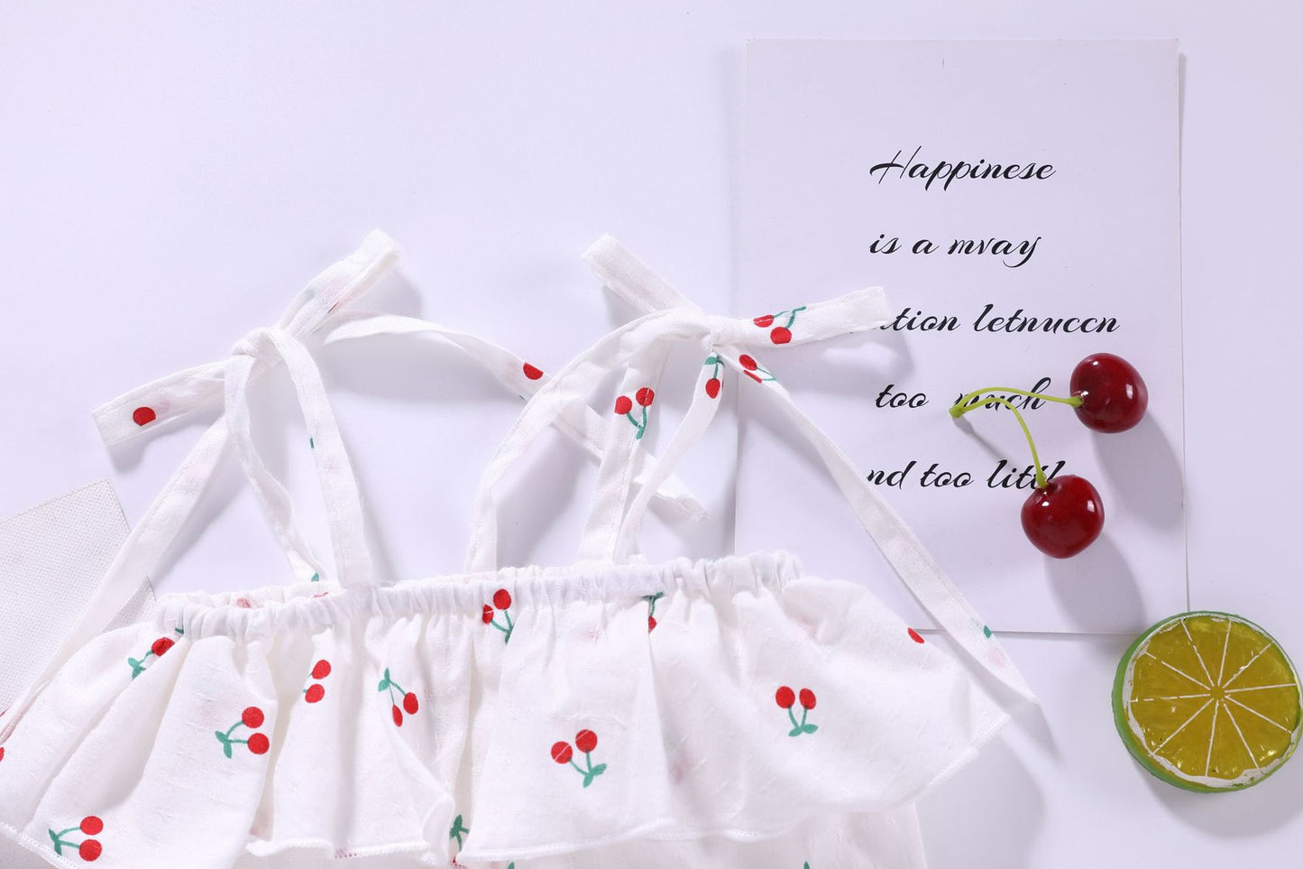 Baby Girl Floral Print Ruffle Design Sling Onesies In Summer