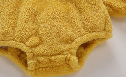 Baby Little Yellow Duck Shape Design Coral Fleece Pullover Bodysuit Onesies My Kids-USA