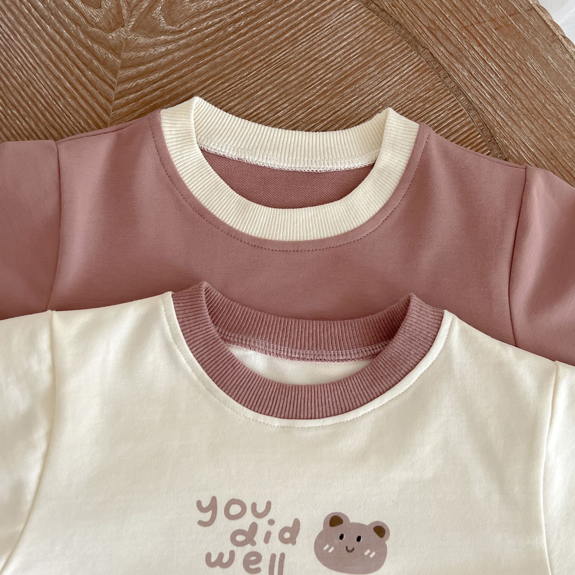 Baby Girl Cartoon Bear Pattern Simple Colorblock Design Bodysuit My Kids-USA