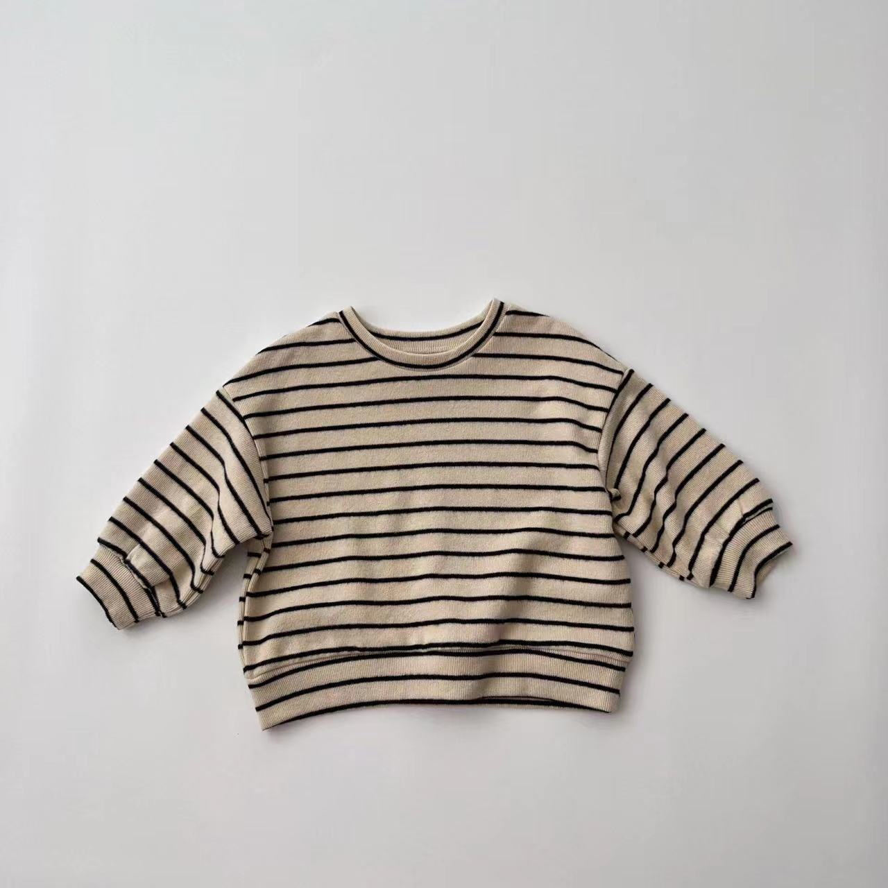 Baby Striped Pattern Puff Sleeve New Style Hoodie In Autumn My Kids-USA