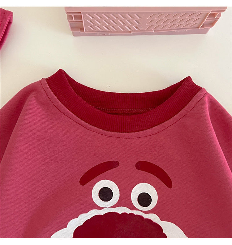 Baby Strawberry Bear Pattern Long Sleeve Cotton Onesies My Kids-USA