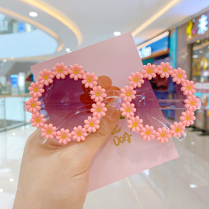 Girls Lovely Sunflower Round Frame Sunglasses