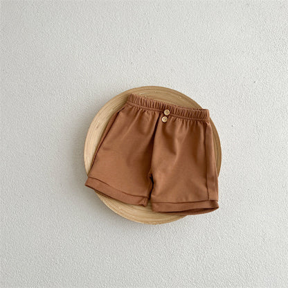 Baby Unisex Solid Color Comfy Summer Shorts In Summer