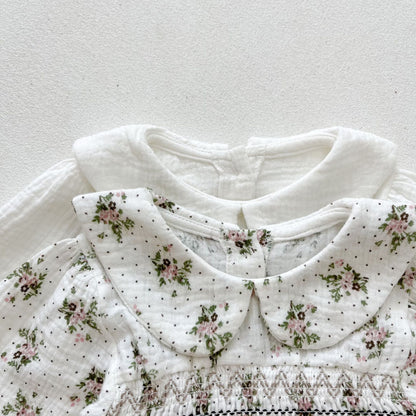 Baby Girl Floral Print Doll Collar Long-Sleeve Onesie