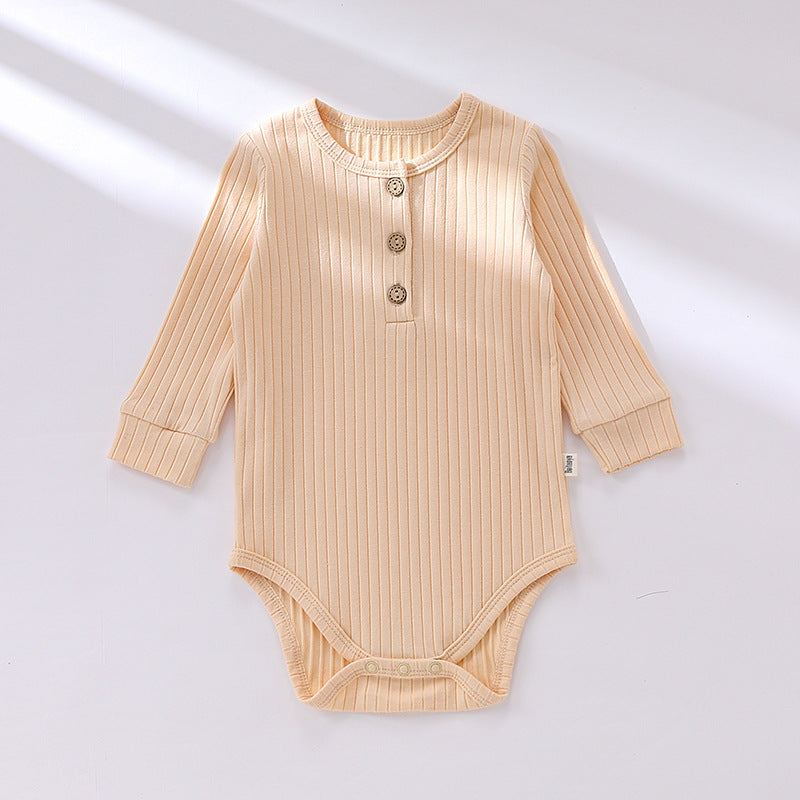 Baby Boy And Girl Solid Color Soft Cotton Long Sleeve Bodysuit My Kids-USA