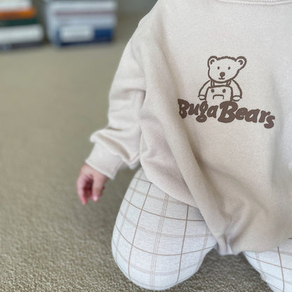 Baby 1pcs Cartoon Bear Print Pattern Solid Color Thin Style Bodysuit My Kids-USA