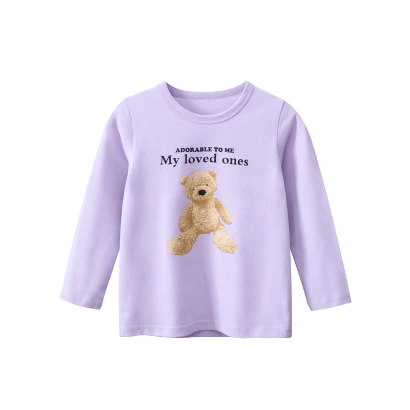 Baby Girl Cartoon Bear Pattern Soft Cotton Autumn Shirt My Kids-USA