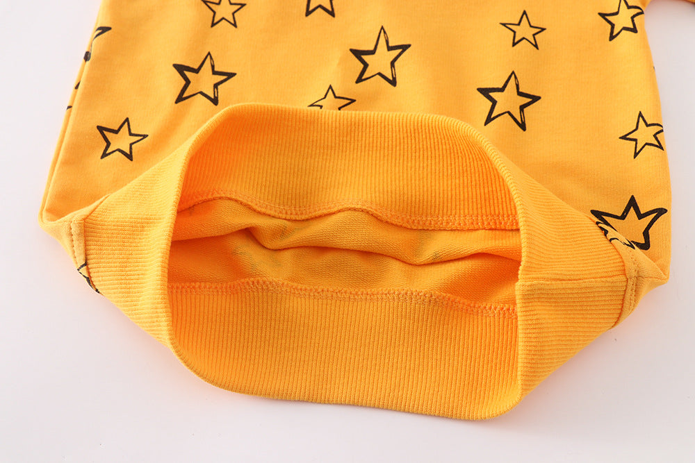 Baby Boy Solid Yellow Star Graphic Cotton Hoodie My Kids-USA
