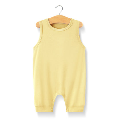 Baby Solid Color Sleeveless Snap Cotton Jumpsuit Pajamas My Kids-USA
