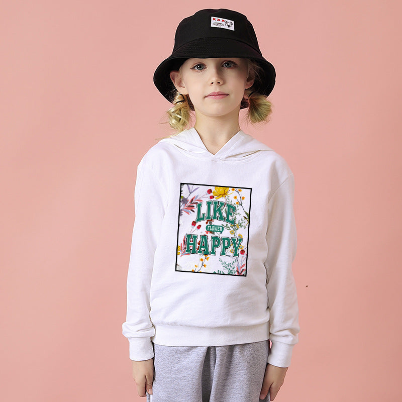 Baby Floral And Slogan Print Pattern Soft Cotton Hoodies