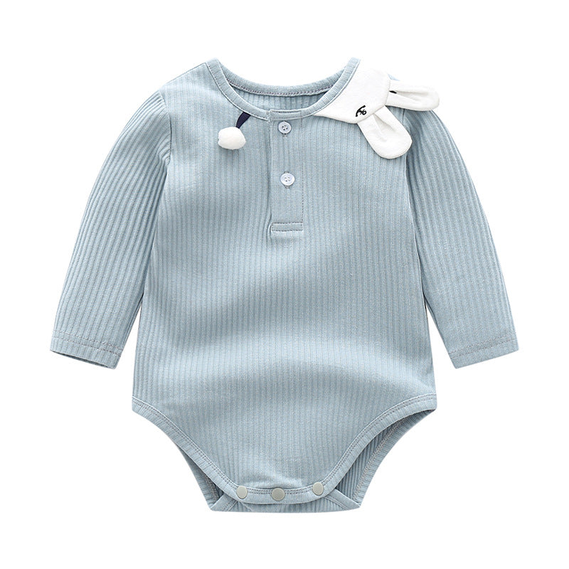 Baby Solid Color Bunny Patched Design Triangle Onesies
