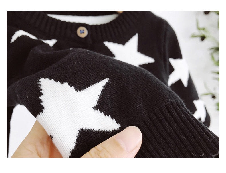 Baby Boy Star Pattern Single Breasted Design Long Sleeve Cardigan My Kids-USA