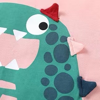 Baby Boy Cartoon Dinosaur Print 3D Tail Patched Design Tee