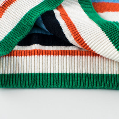 Suéter suelto con diseño de punto gráfico a rayas de colores para bebé niño 
