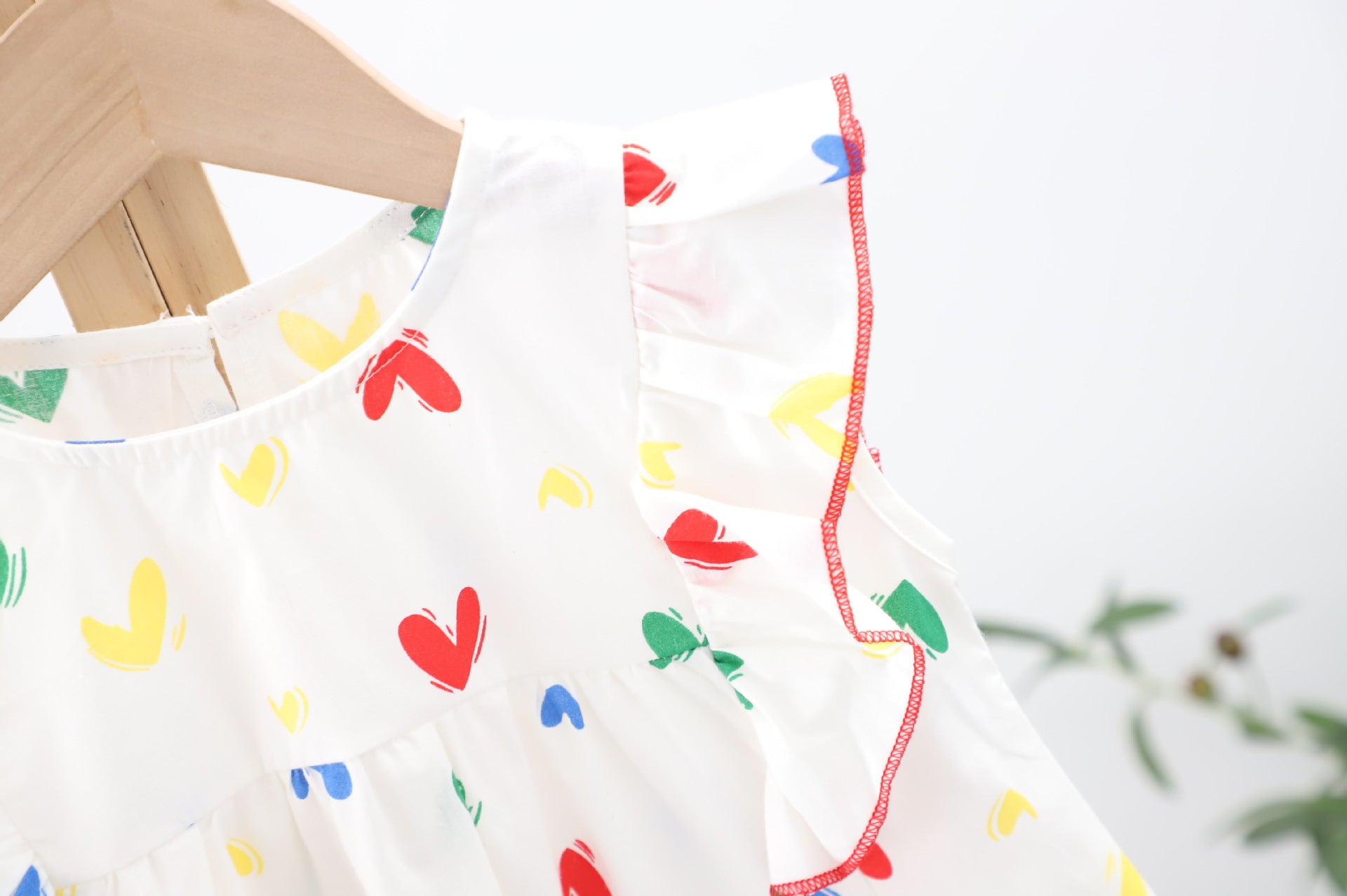 Baby Girl Heart Print Ruffle Design Sleeveless Dress In Summer, MyKids-USA®, Baby & Toddler Dresses, MyKids-USA -  -  -  -  -  -  - 