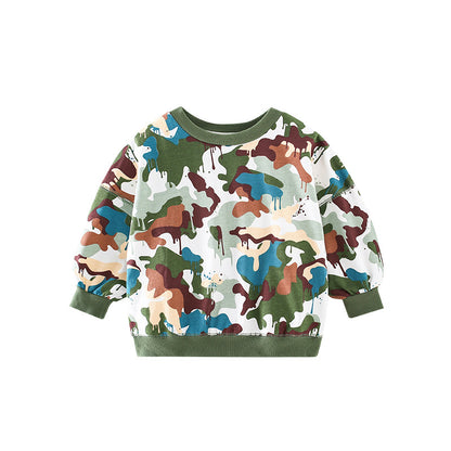 Baby Boy Camouflage Pattern Long Sleeve Pullover Hoodie My Kids-USA