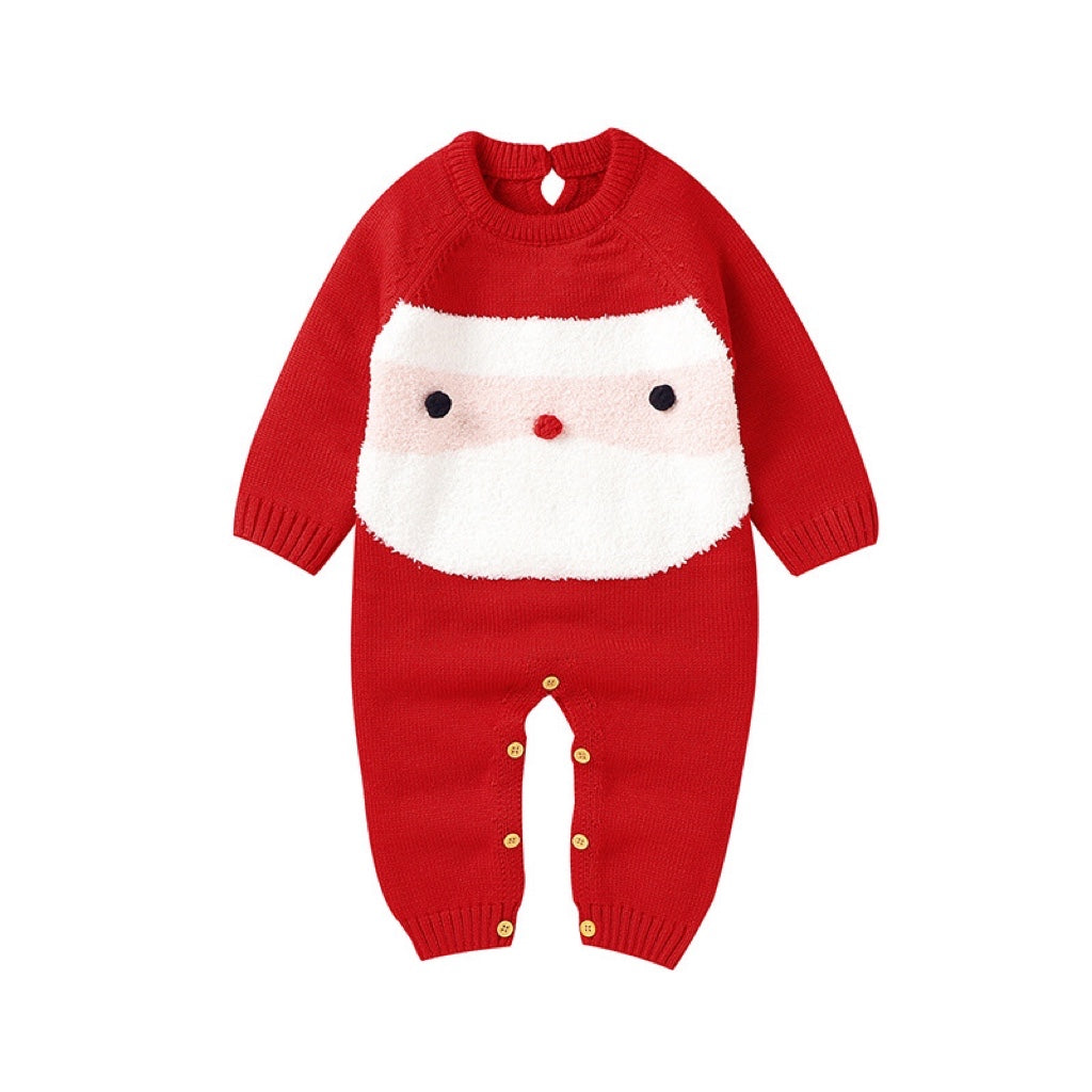 Baby Cartoon Christmas Pattern Long Sleeves Sweater Rompers My Kids-USA
