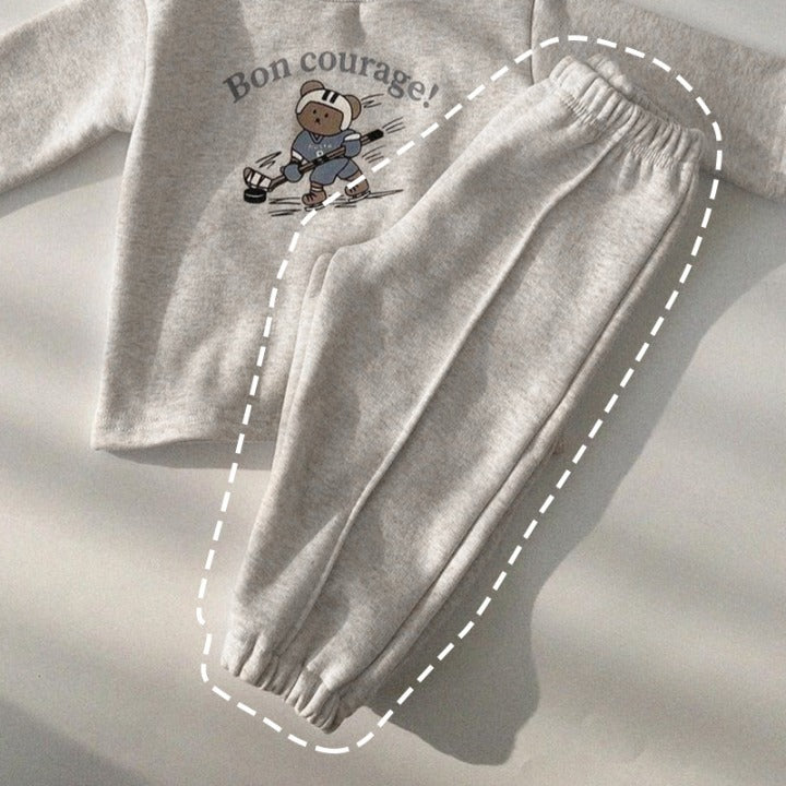 Pantalon de survêtement chaud épaissi en molleton lâche de couleur unie pour bébé en automne 