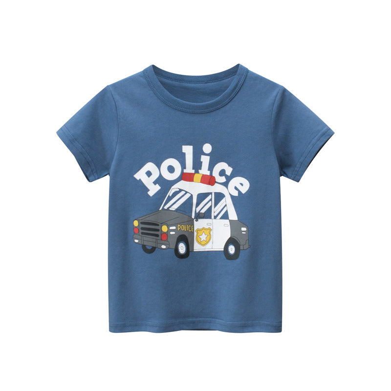 Baby Boy Cartoon Print Pattern O-Neck Cool T-Shirt In Summer
