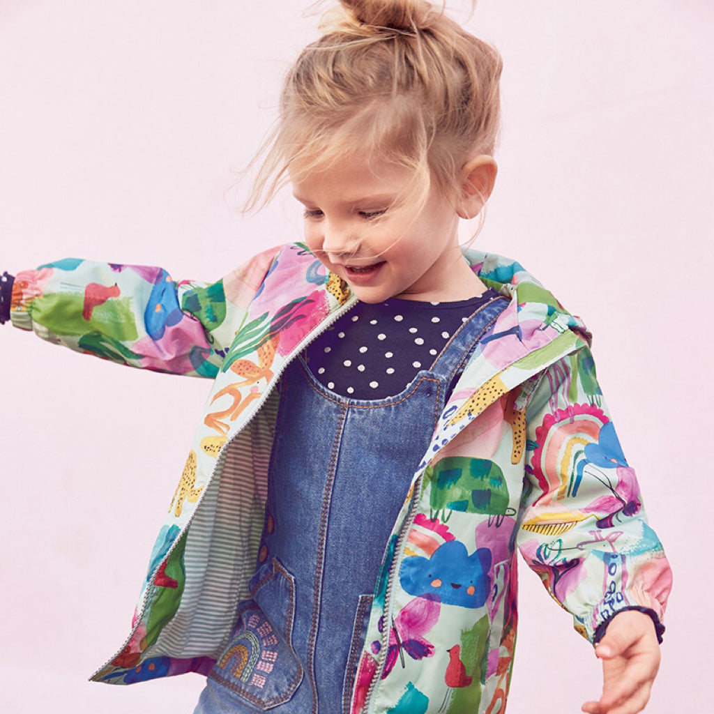 Baby Girl Print Pattern Zipper Quilted Jacket Windbreaker My Kids-USA