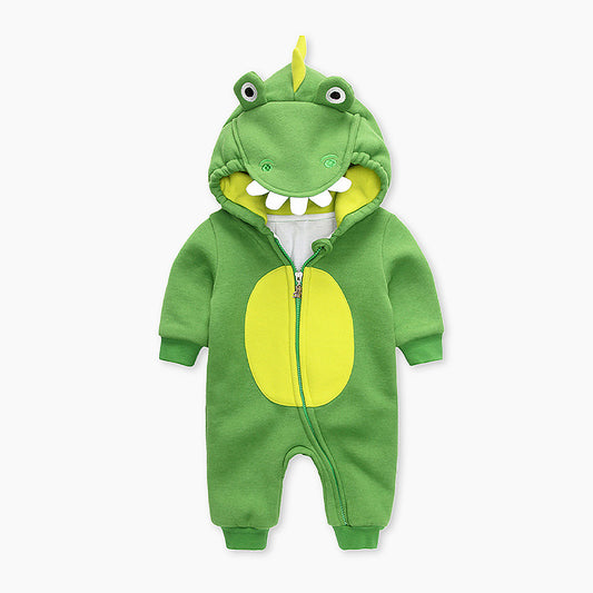 Baby Boy Cartoon Dinosaur Print Pattern Zipper Front Design Quality Romper My Kids-USA
