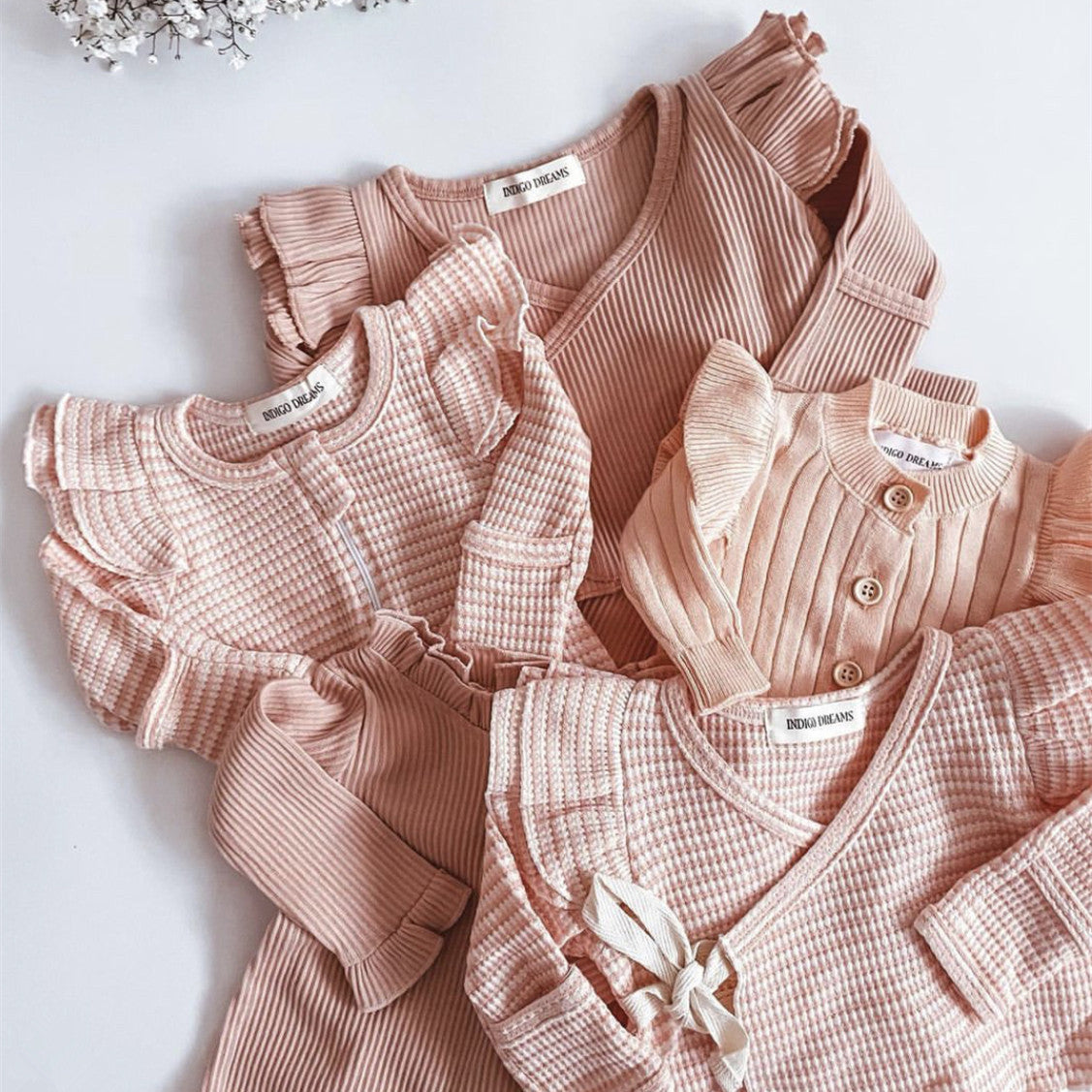 Baby Girl Solid Color Elastic Cotton Romper Jumpsuit