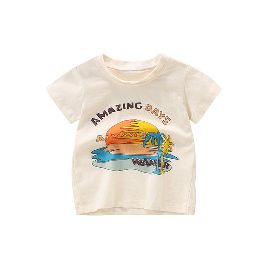 T-shirt bébé garçon imprimé motif beau garçon vêtements d'été 