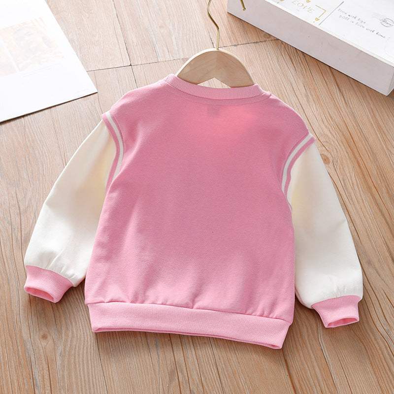 Baby Girl Heart Patched Pattern Colorblock Design Hoodies My Kids-USA