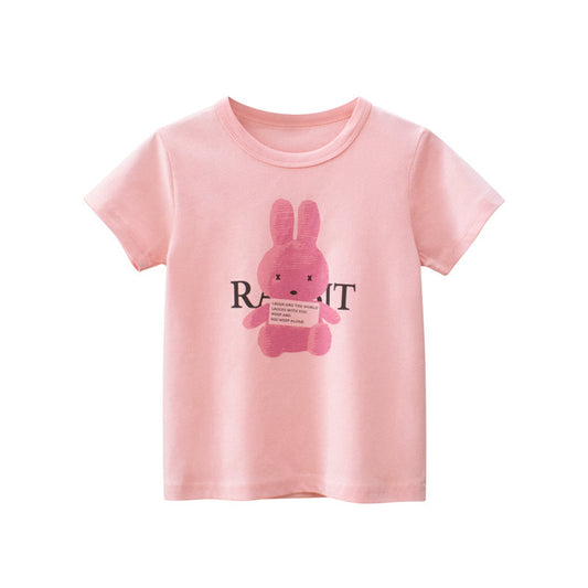 Baby Girl Animal Print Short Sleeved T-Shirt In Summer