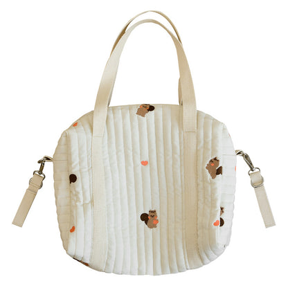 Bolso colgante de mamá de almacenamiento de color sólido con patrón bordado para bebé 