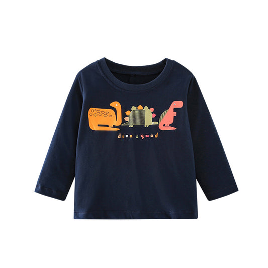 Baby Boy Cartoon Dinosaur Pattern Simple Style Lovely Shirt