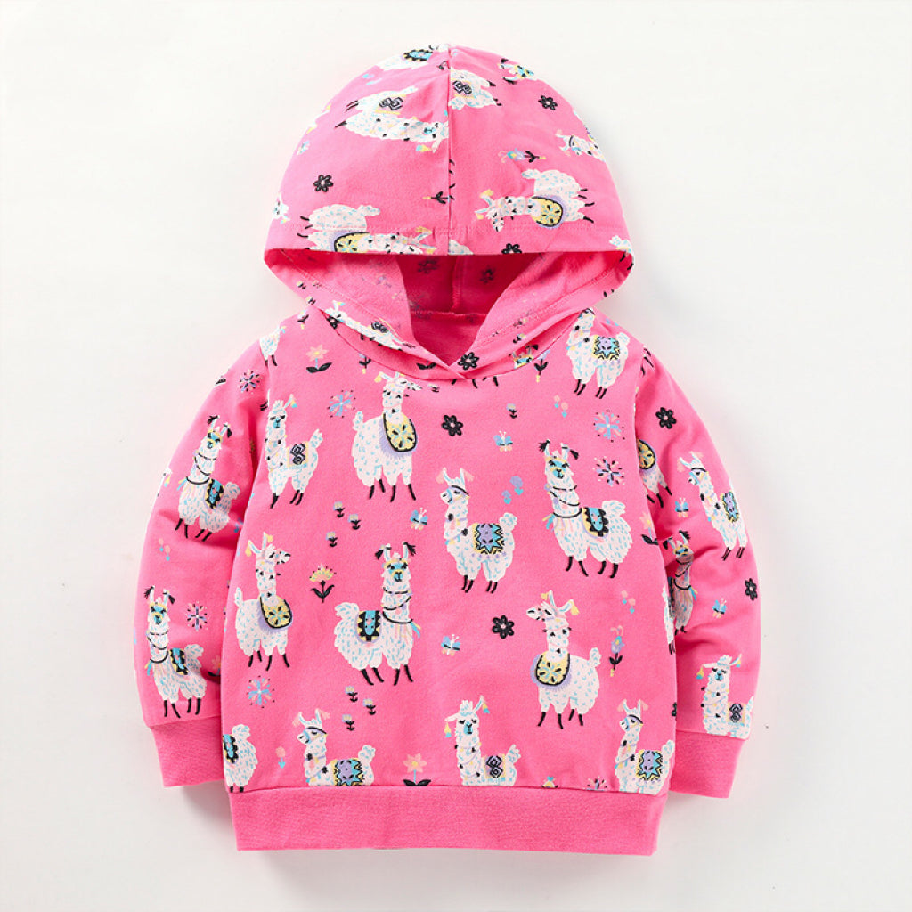 Baby Girl All Over Animal Pattern Quality Hoodie With Hat