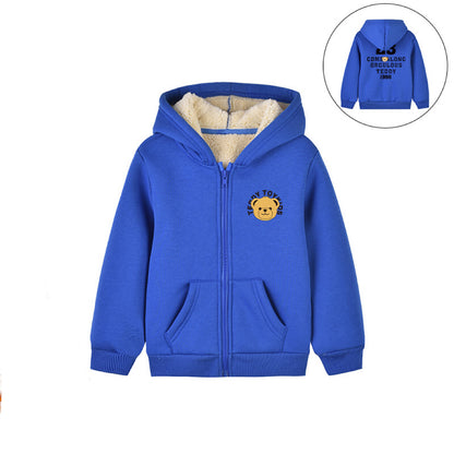 Baby Teddy Pattern Zipper Front Design Padded Thickened Coat My Kids-USA