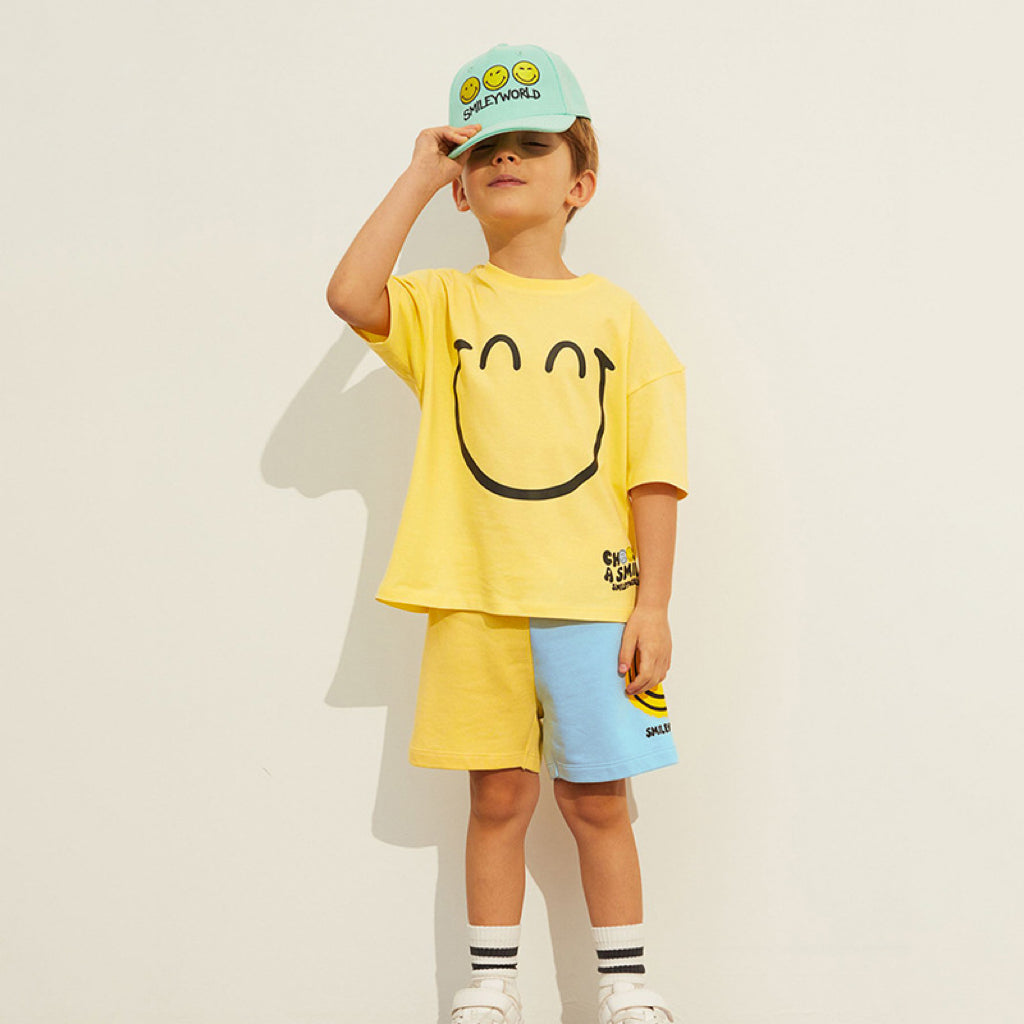 Baby Boy Smile Print Pattern Color Matching Design Clothing Sets