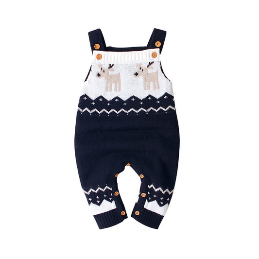 Baby Christmas Elk Pattern Strappy Design Sweater Rompers, MyKids-USA®, Baby One-Pieces, MyKids-USA -  -  -  -  -  -  - .