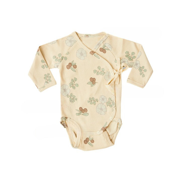 Baby Boy And Girl Flower Pattern Side Belted Design Soft Cotton Onesies My Kids-USA