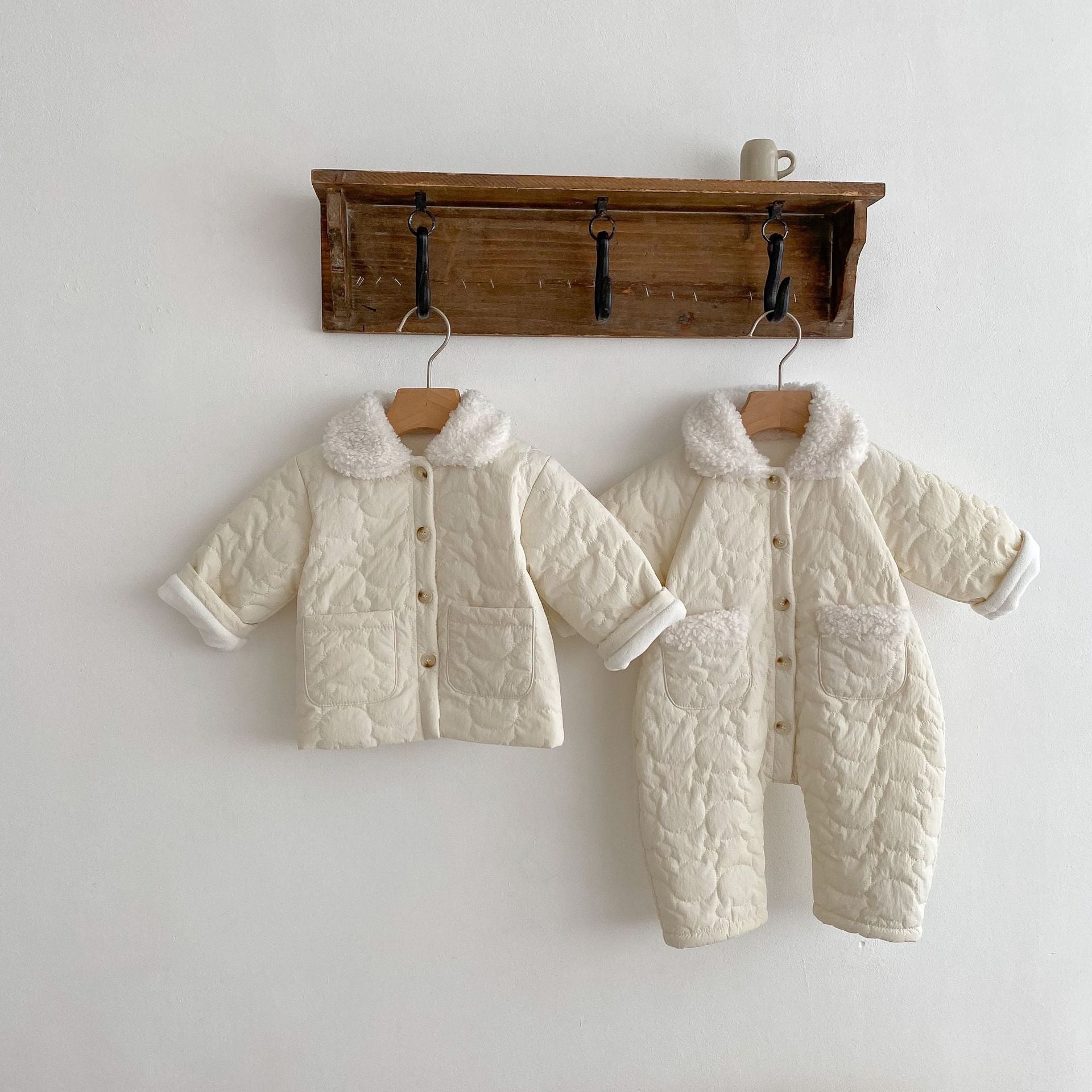 Baby Solid Color Lapel Design Quality Quilted Warm Jumpsuit My Kids-USA