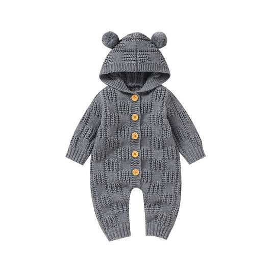 Baby Solid Color Small Ear Patched Design Thermal Romper, MyKids-USA®, Baby One-Pieces, MyKids-USA -  -  -  -  -  -  - .